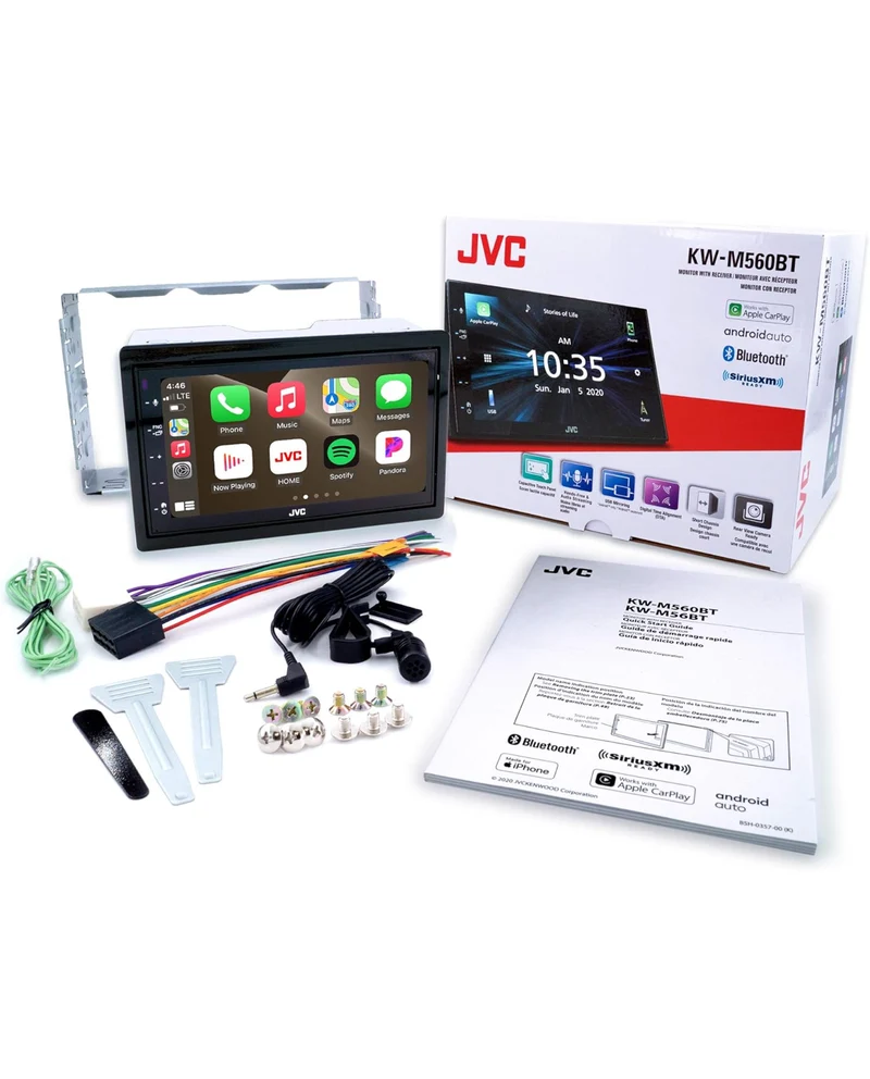 JVC KW-M560BT Apple CarPlay Android Auto Multimedia Player w/ 6.8" Capacitive Touchscreen, Bluetooth Audio and Hands Free Calling, MP3 Player, Double DIN, 13-Band EQ, SiriusXM, AM/FM Car Radio