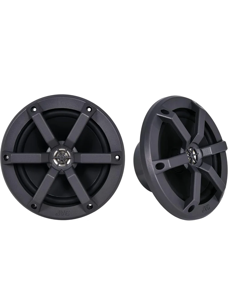 JVC CS-MS620 6.5-Inch 2 Way Coaxial Waterproof Marine/Car Motorsports Boat Audio Speakers, Pair, 4 Ohm, 100 Peak Watts (Black)