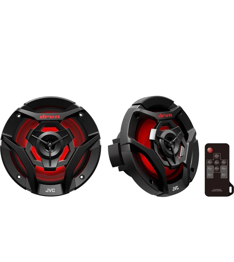 JVC CS-DR621MWL 6.5 Inch Car & Marine, Motor Sports, Car Audio Stereo 2- Way Speakers with Cool Built in RGB LED Lights, Weatherproof IPX5, 260 Watts, UV Protected Grills Included - White