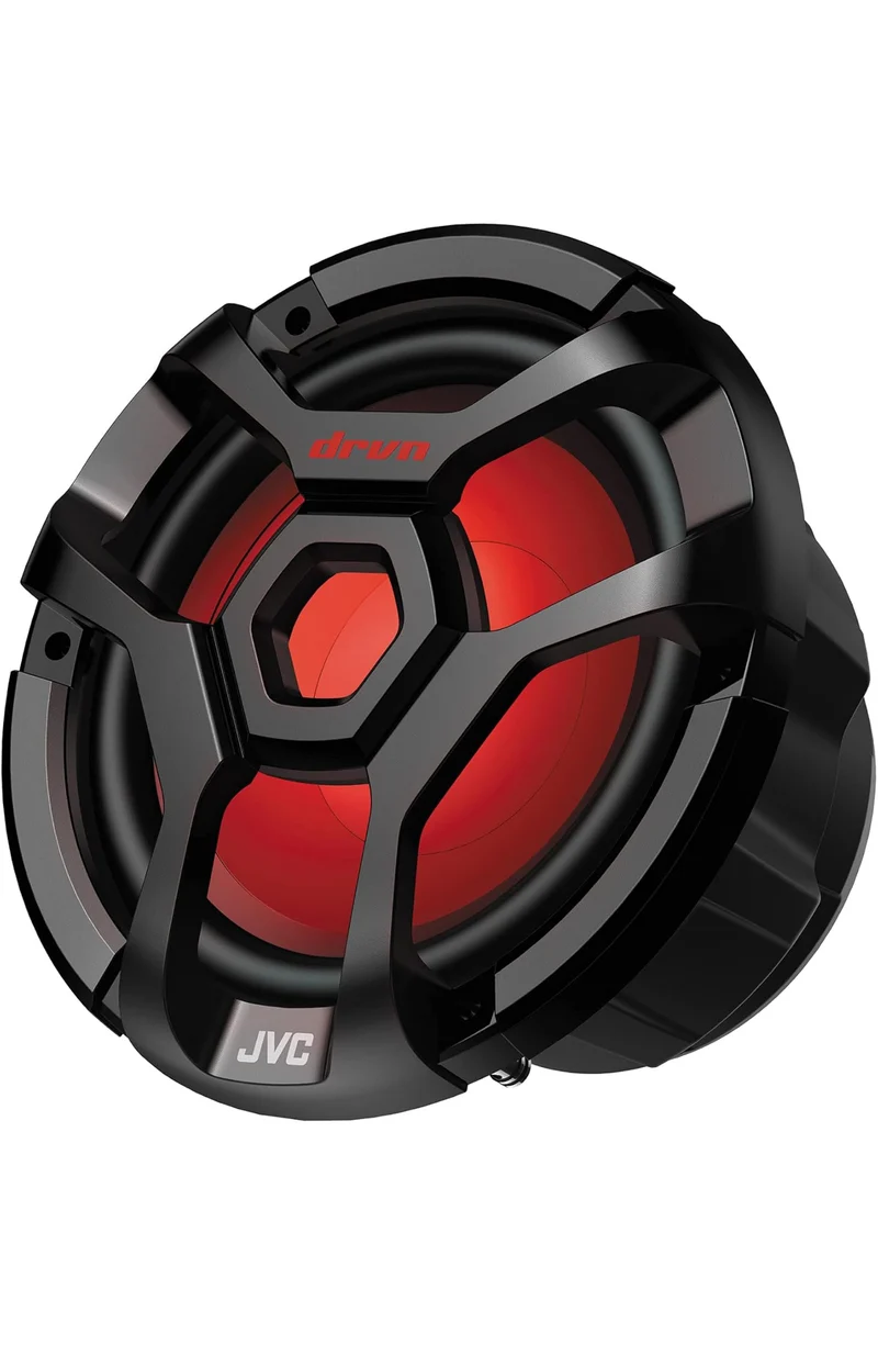 JVC CW-DR1040ML 10-Inch RGB Illunimanation Outdoor Marine/Car Audio Subwoofer - 1,300 Watt Single Black Waterproof Bass Loud Speaker for Marine Stereo Sound System