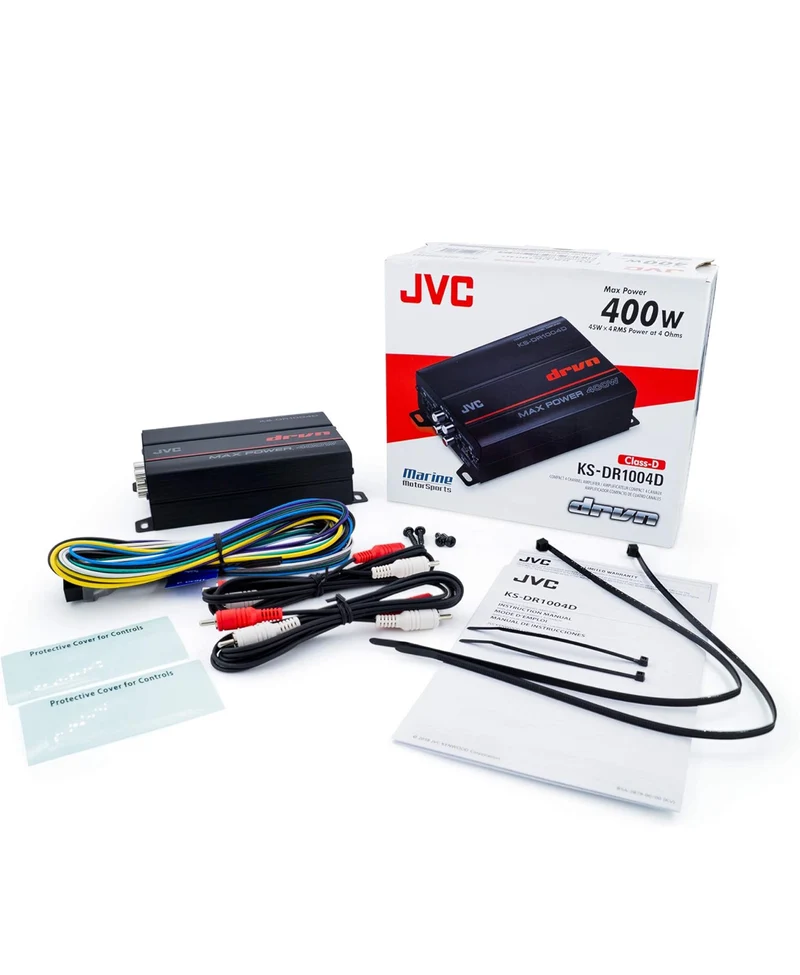 JVC KS-DR1004D 400 Watt 4-Channel Bridgeable Amplifier for Car & Marine and RZR/ATV/UTV/Cart Motorsports