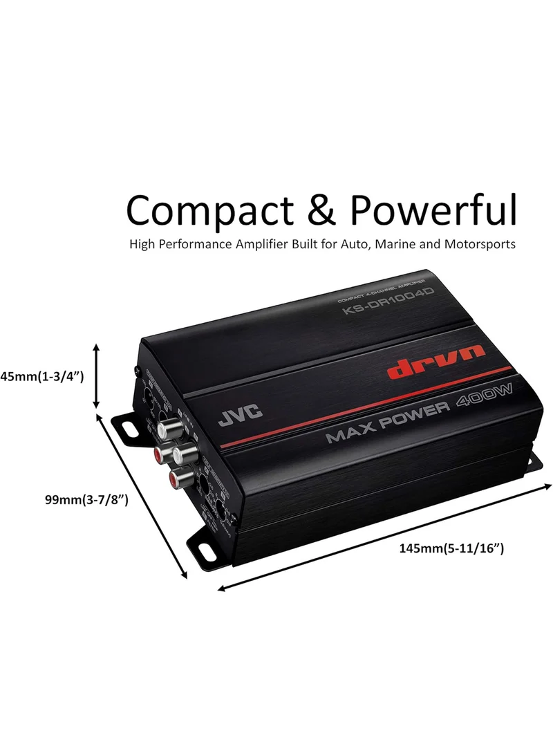JVC KS-DR1004D 400 Watt 4-Channel Bridgeable Amplifier for Car & Marine and RZR/ATV/UTV/Cart Motorsports