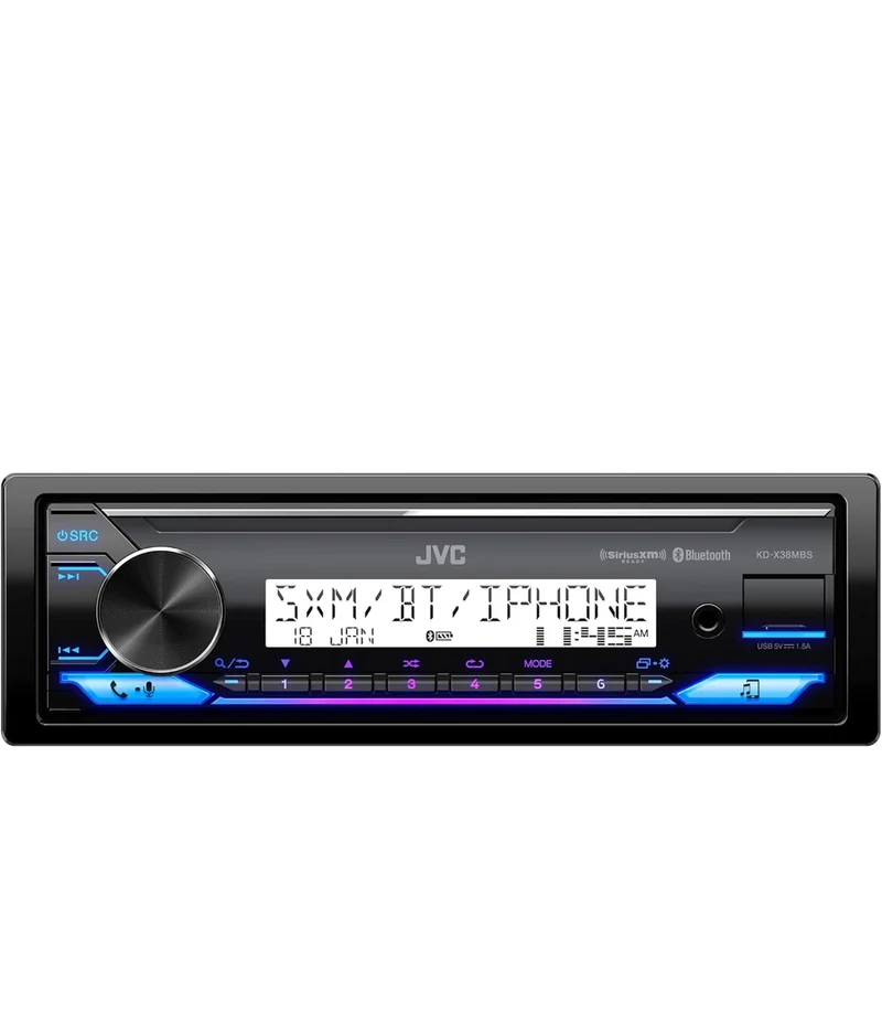 JVC KD-X38MBS Car & Marine Digital Media Receiver with Bluetooth, USB, SiriusXM Ready, Compatible with Amazon Alexa, Conformal Coated PCB