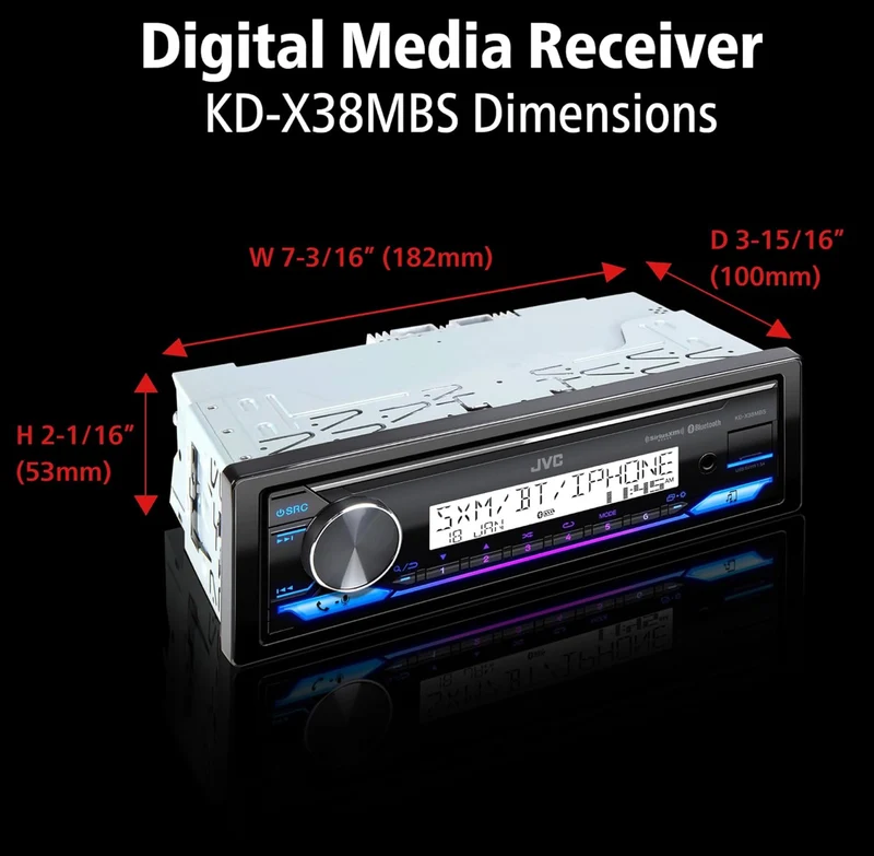 JVC KD-X38MBS Car & Marine Digital Media Receiver with Bluetooth, USB, SiriusXM Ready, Compatible with Amazon Alexa, Conformal Coated PCB