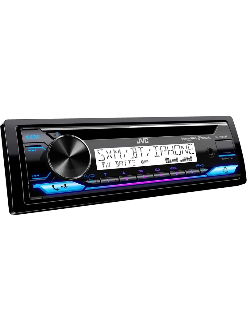 JVC KD-T92MBS Marine Rated Car Stereo with Bluetooth, Front USB, AUX, Amazon Alexa, SirusXM Radio Ready, Hi-Power Amplifier, High Contrast Screen