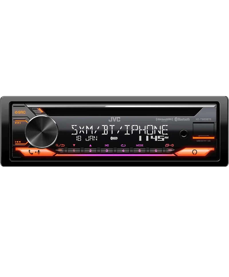 JVC KD-T920BTS Car Stereo with Bluetooth, Front USB, AUX, Amazon Alexa, SiriusXM Radio Ready, Hi-Power Amplifier