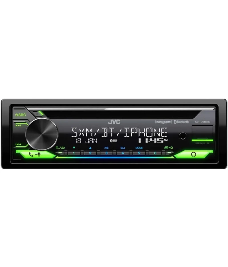 JVC KD-TD91BTS Bluetooth Car Stereo Receiver with USB Port – 2-Line LCD Display, AM/FM Radio – CD and MP3 Player - Amazon Alexa Enabled – Single DIN - 13-Band EQ (Black)