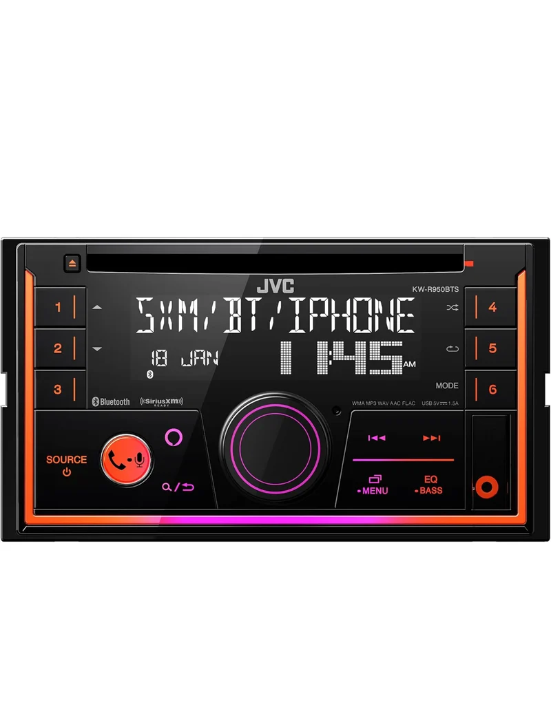 JVC KW-R950BTS Bluetooth Car Stereo Receiver with USB Port – LCD Display - AM/FM Radio - MP3 Player - Double DIN – 13-Band EQ (Black)