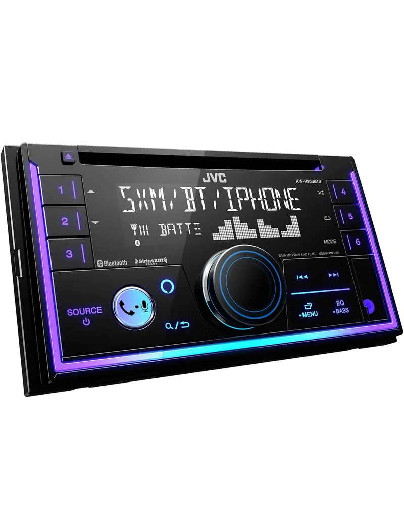 JVC KW-R950BTS Bluetooth Car Stereo Receiver with USB Port – LCD Display - AM/FM Radio - MP3 Player - Double DIN – 13-Band EQ (Black)