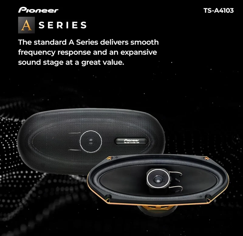 Pioneer TS-A4103, 2-Way Car Audio Speakers, Full Range, Clear Sound Quality, Easy Installation and Enhanced Bass Response, 4 x 10” Speakers