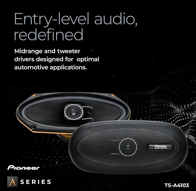 Pioneer TS-A4103, 2-Way Car Audio Speakers, Full Range, Clear Sound Quality, Easy Installation and Enhanced Bass Response, 4 x 10” Speakers