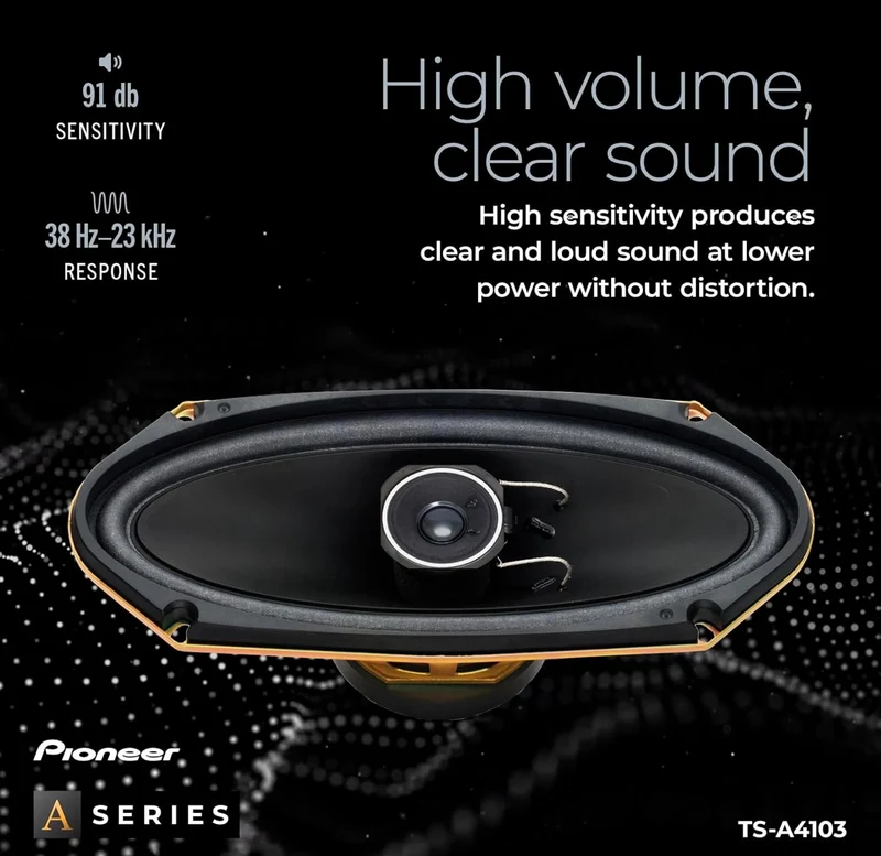 Pioneer TS-A4103, 2-Way Car Audio Speakers, Full Range, Clear Sound Quality, Easy Installation and Enhanced Bass Response, 4 x 10” Speakers