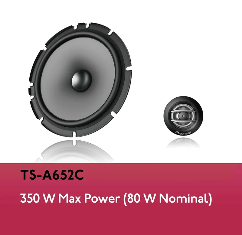 PIONEER TS-A652C, 2-Way Car Audio Speakers, Full Range, Clear Sound Quality, Easy Installation and Enhanced Bass Response, 6.5” Speakers