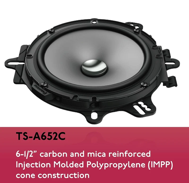 PIONEER TS-A652C, 2-Way Car Audio Speakers, Full Range, Clear Sound Quality, Easy Installation and Enhanced Bass Response, 6.5” Speakers