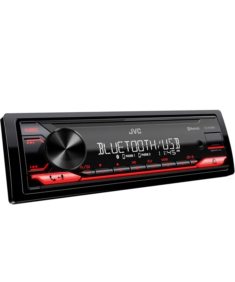 JVC KD-XD28BT Bluetooth Car Stereo w/USB Port – AM/FM Radio, MP3 Player, High Contrast LCD, 50 Watts, Detachable Face Plate – Single DIN – 13-Band EQ