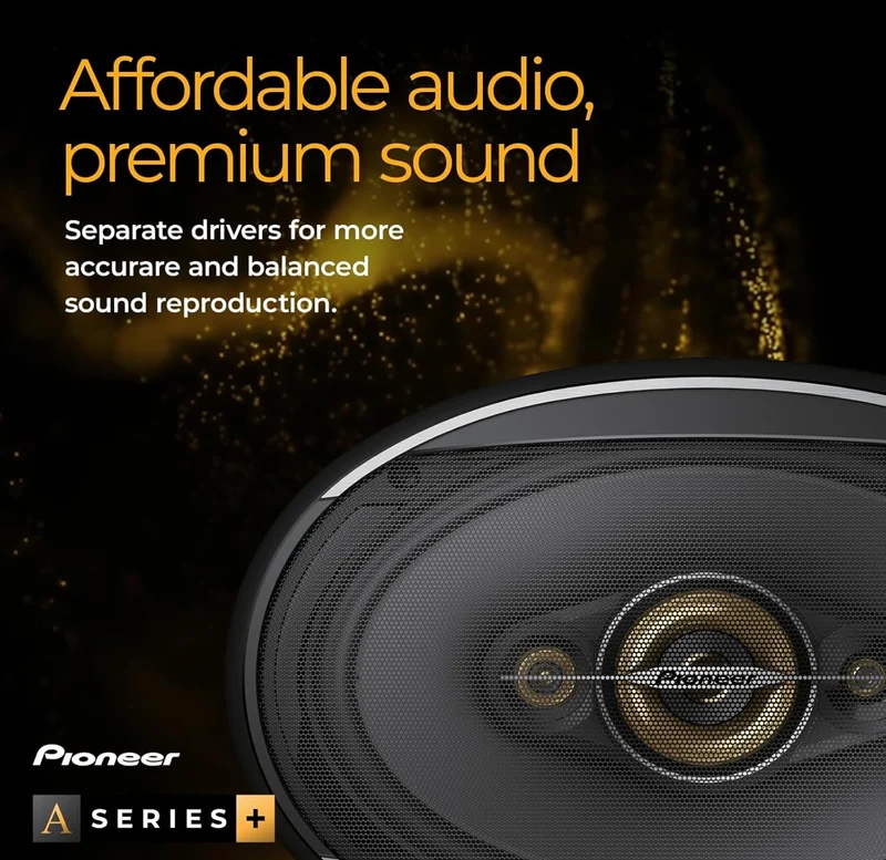 Pioneer TS-A6991FH, 5-Way Coaxial Car Audio Speakers, Full Range, Clear Sound Quality, Easy Installation and Enhanced Bass Response, Deep Basket 6” x 9” Oval Speakers