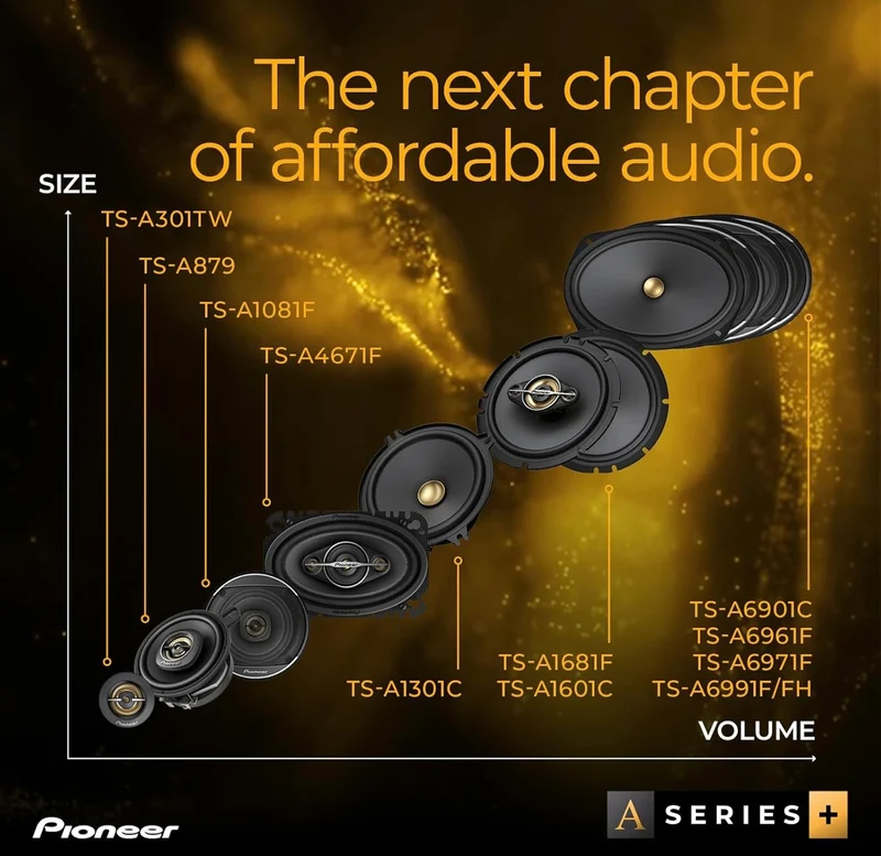 Pioneer TS-A6991FH, 5-Way Coaxial Car Audio Speakers, Full Range, Clear Sound Quality, Easy Installation and Enhanced Bass Response, Deep Basket 6” x 9” Oval Speakers