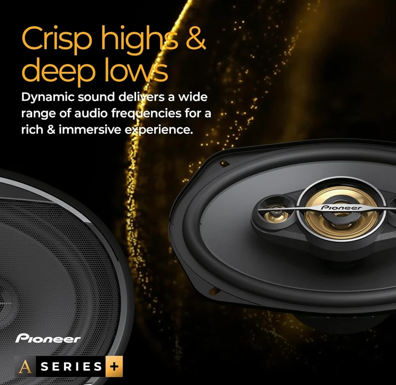 Pioneer TS-A6991F, 5-Way Coaxial Car Audio Speakers, Full Range, Clear Sound Quality, Easy Installation and Enhanced Bass Response, Deep Basket 6” x 9” Oval Speakers