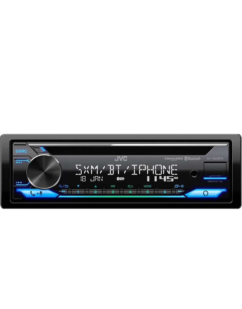 JVC KD-T920BTS Car Stereo with Bluetooth, Front USB, AUX, Amazon Alexa, SiriusXM Radio Ready, Hi-Power Amplifier