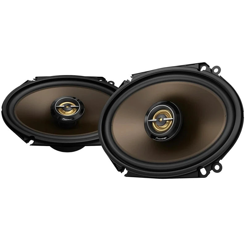 Pioneer A-Series MAX TS-A683FH, 2-Way Coaxial Car Audio Speakers, Full Range, Clear Sound Quality, Easy Installation and Enhanced Bass Response, Full Gold Colored 6” x 8” Oval Speakers