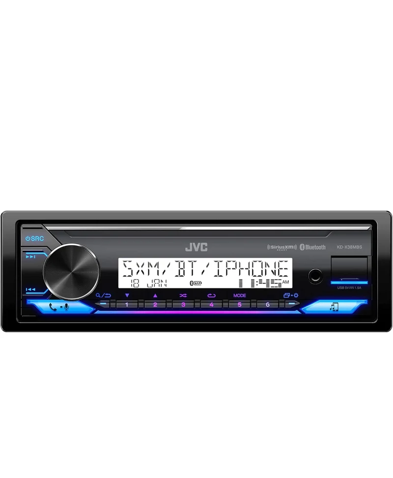 JVC KD-X38MBS Car & Marine Digital Media Receiver with Bluetooth, USB, SiriusXM Ready, Compatible with Amazon Alexa, Conformal Coated PCB