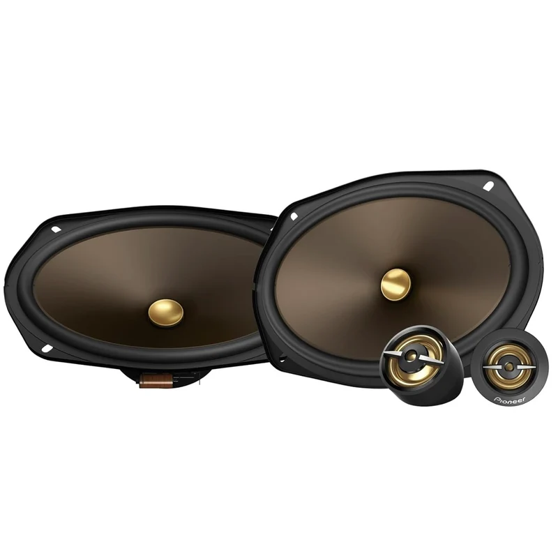 Pioneer A-Series MAX TS-A693CH, 2-Way Component Car Audio Speakers, Full Range, Clear Sound Quality, Easy Installation and Enhanced Bass Response, Full Gold Colored 6” x 9” Oval Speakers
