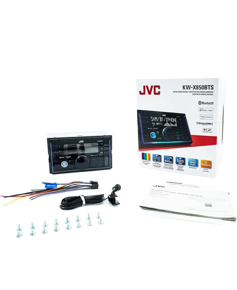 JVC KW-X850BTS Bluetooth Car Stereo Digital Media Receiver with USB Port, AM/FM Radio, MP3 Player, Amazon Alexa, Android, iPhone, Double DIN, 13-Band EQ