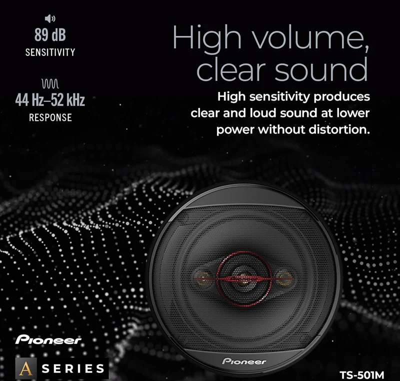 Pioneer TS-501M 4-Way Coaxial Car Audio Speakers (Pair) - 5-1/4" Round, 300 W Max Power, Black and Red