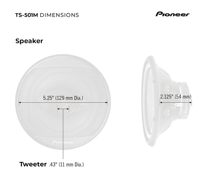 Pioneer TS-501M 4-Way Coaxial Car Audio Speakers (Pair) - 5-1/4" Round, 300 W Max Power, Black and Red