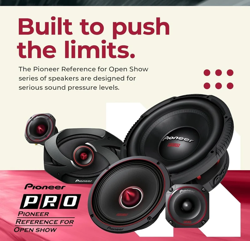 Pioneer TS-M801PRO, Car Audio Speakers, Full Range, Clear Sound Quality, Easy Installation and Enhanced Bass Response, 8” Speakers