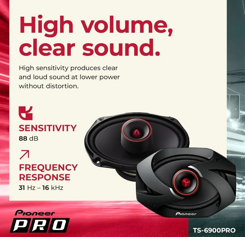 Pioneer TS-6900PRO, 2-Way Car Audio Speakers, Full Range, Clear Sound Quality, Easy Installation and Enhanced Bass Response, 6” x 9” Speakers