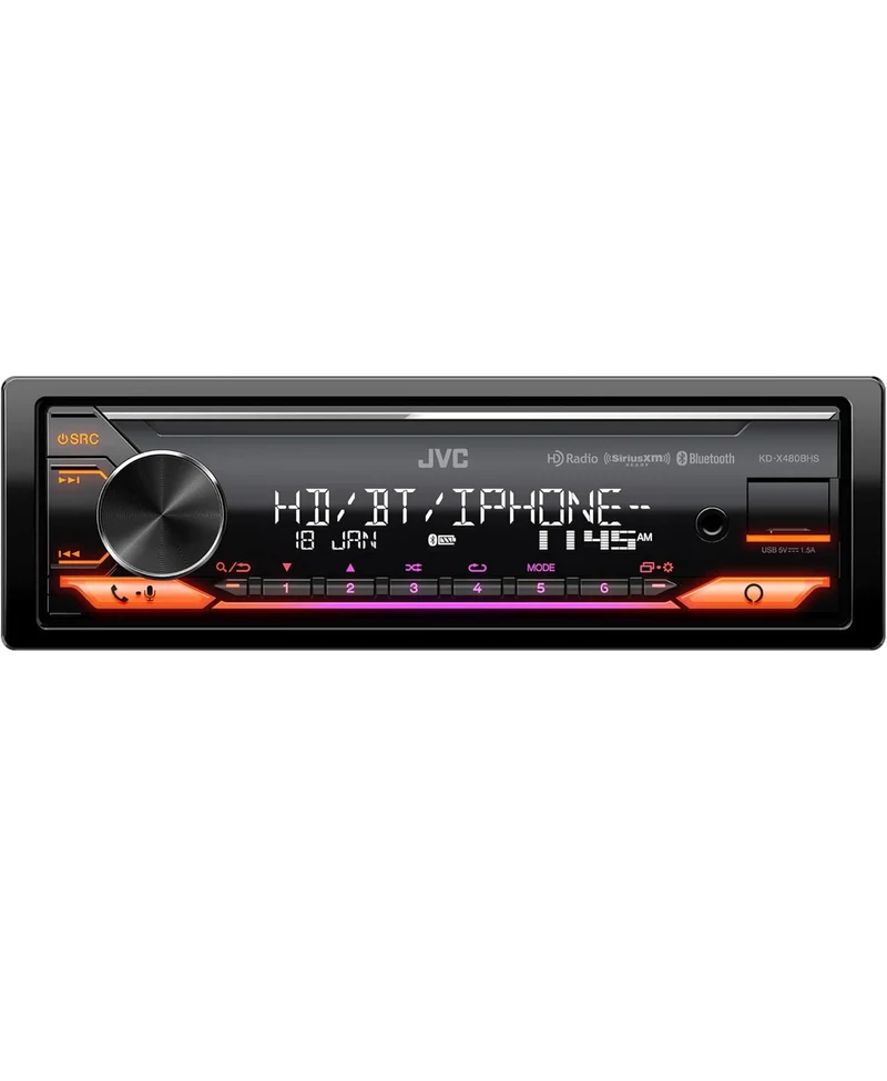 JVC KD-X480BHS Multimedia Car Stereo, Single Din, Built in Amazon Alexa, Bluetooth Audio and Hands Free Calling, MP3, USB, AUX-in, AM/FM Radio Receiver, SiriusXM Ready, HD Radio