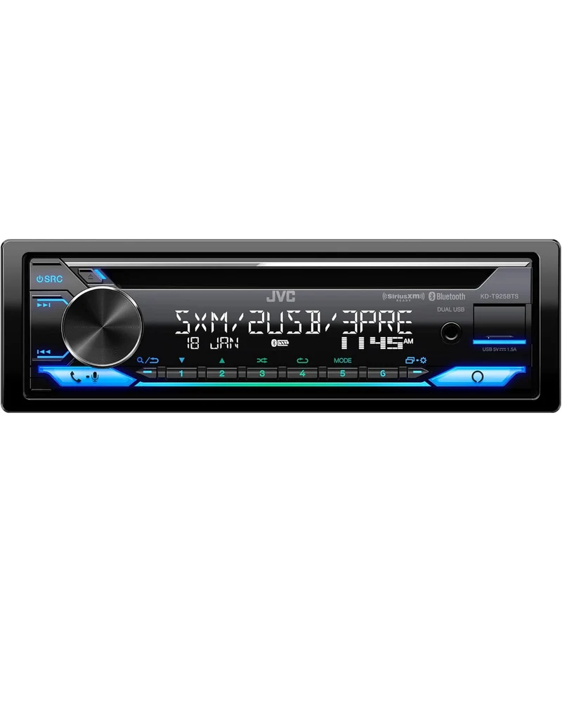JVC KD-T925BTS Bluetooth Car Stereo Receiver with USB Port – LCD Display - AM/FM Radio - MP3 Player - Double DIN – 13-Band EQ (Black)