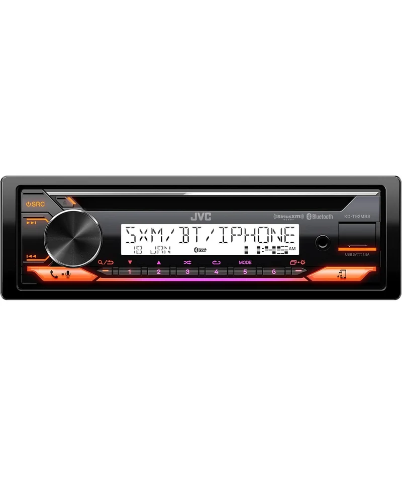 JVC KD-T92MBS Marine Rated Car Stereo with Bluetooth, Front USB, AUX, Amazon Alexa, SirusXM Radio Ready, Hi-Power Amplifier, High Contrast Screen