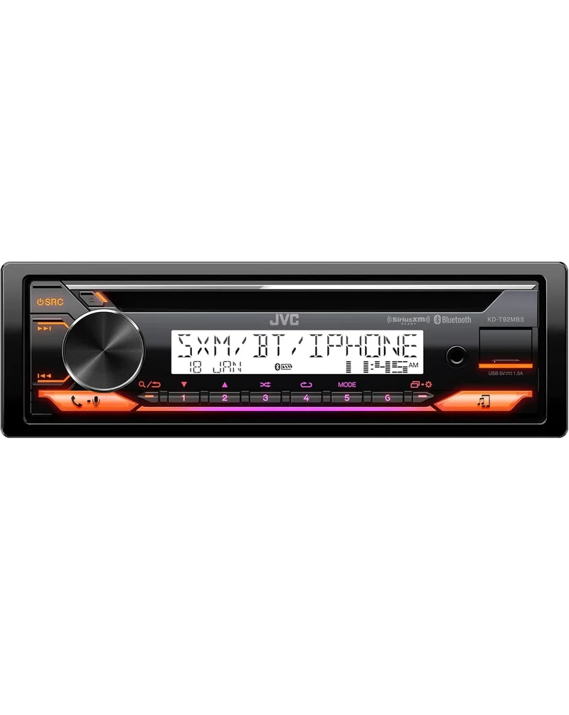 JVC KD-T92MBS Marine Rated Car Stereo with Bluetooth, Front USB, AUX, Amazon Alexa, SirusXM Radio Ready, Hi-Power Amplifier, High Contrast Screen