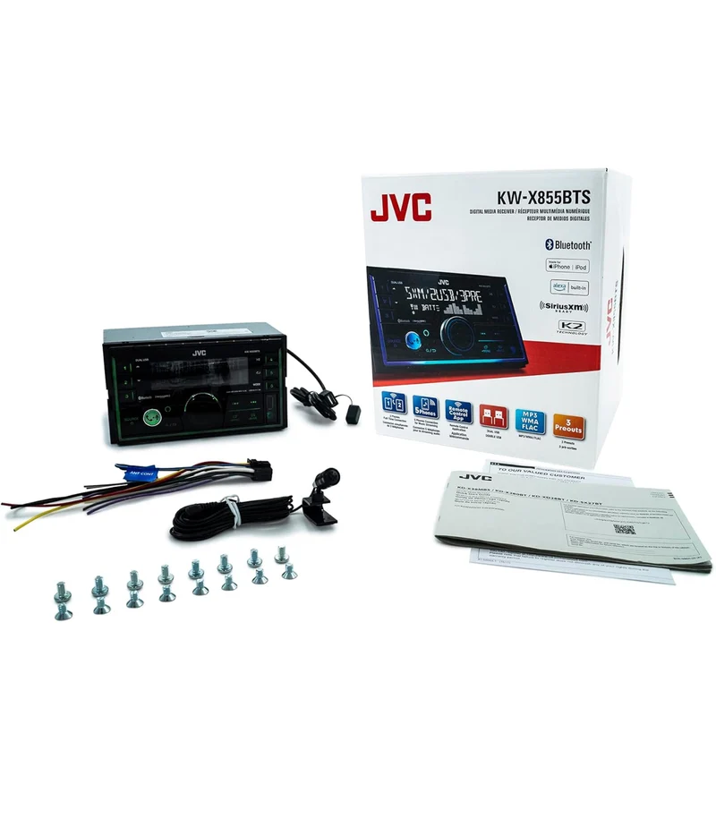 JVC KW-X855BTS Bluetooth Car Stereo Digital Media Receiver with USB Port, AM/FM Radio, MP3 Player, Amazon Alexa, Android, iPhone, Double DIN, 13-Band EQ