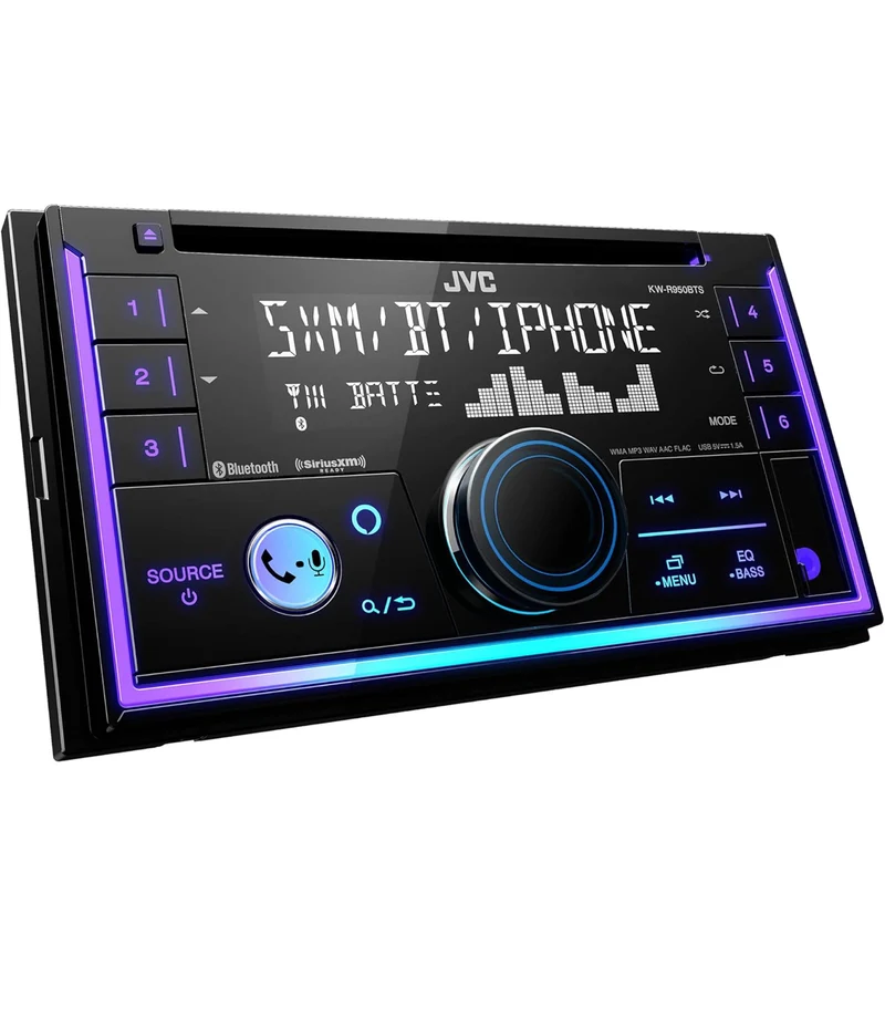 JVC KW-R950BTS Bluetooth Car Stereo Receiver with USB Port – LCD Display - AM/FM Radio - MP3 Player - Double DIN – 13-Band EQ (Black)