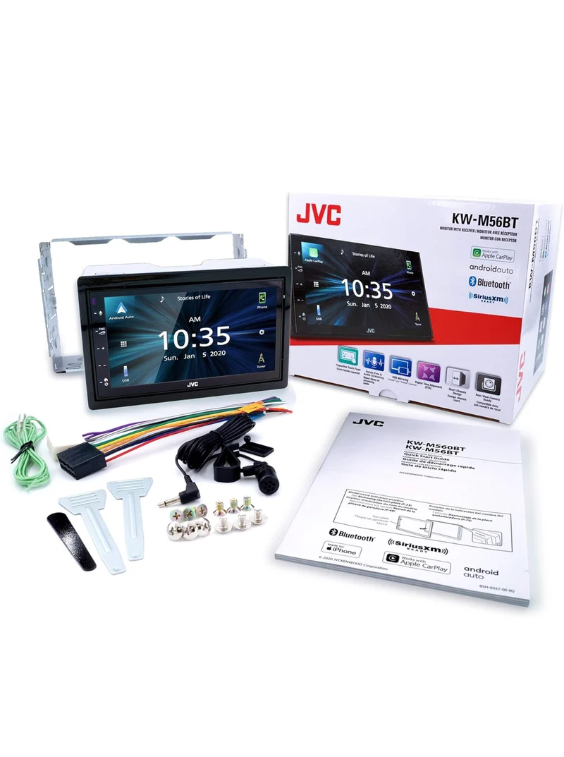JVC KW-M56BT Apple CarPlay Android Auto Multimedia Player w/ 6.8" Capacitive Touchscreen, Bluetooth Audio and Hands Free Calling, MP3 Player, Double DIN, 13-Band EQ, SiriusXM, AM/FM Car Radio
