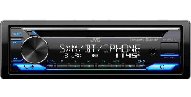 JVC KD-T920BTS Car Stereo with Bluetooth, Front USB, AUX, Amazon Alexa, SiriusXM Radio Ready, Hi-Power Amplifier