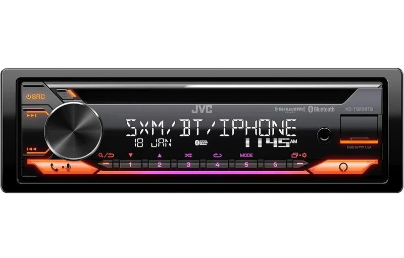 JVC KD-T920BTS Car Stereo with Bluetooth, Front USB, AUX, Amazon Alexa, SiriusXM Radio Ready, Hi-Power Amplifier