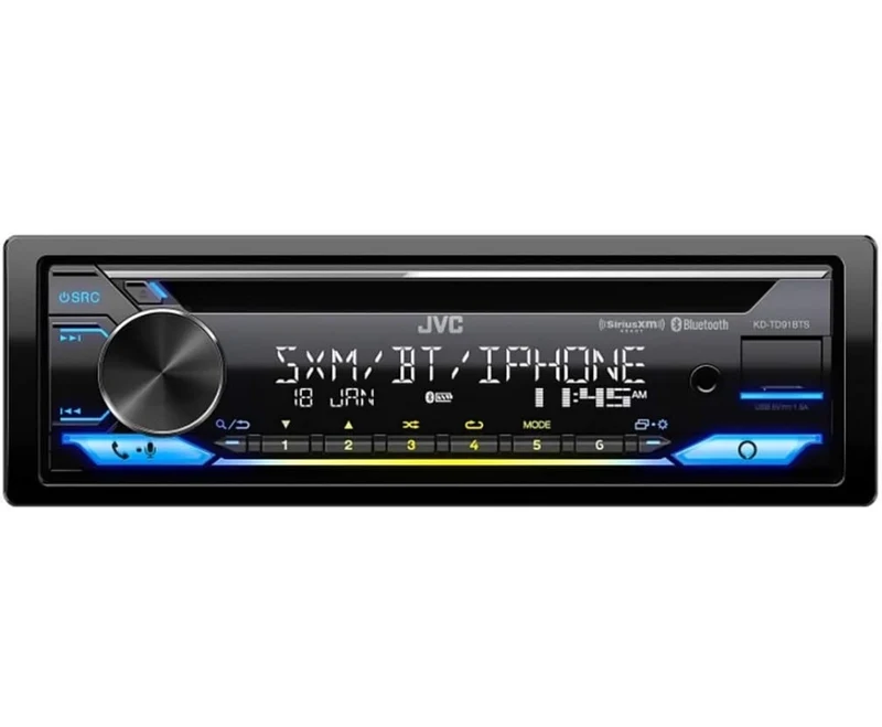 JVC KD-TD91BTS Bluetooth Car Stereo Receiver with USB Port – 2-Line LCD Display, AM/FM Radio – CD and MP3 Player - Amazon Alexa Enabled – Single DIN - 13-Band EQ (Black)