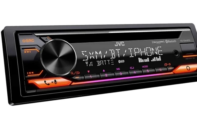 JVC KD-TD91BTS Bluetooth Car Stereo Receiver with USB Port – 2-Line LCD Display, AM/FM Radio – CD and MP3 Player - Amazon Alexa Enabled – Single DIN - 13-Band EQ (Black)