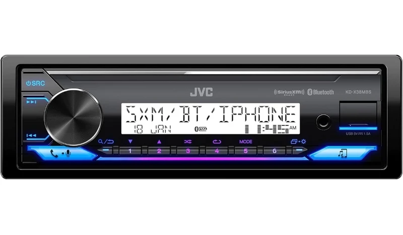 JVC KD-X38MBS Car & Marine Digital Media Receiver with Bluetooth, USB, SiriusXM Ready, Compatible with Amazon Alexa, Conformal Coated PCB