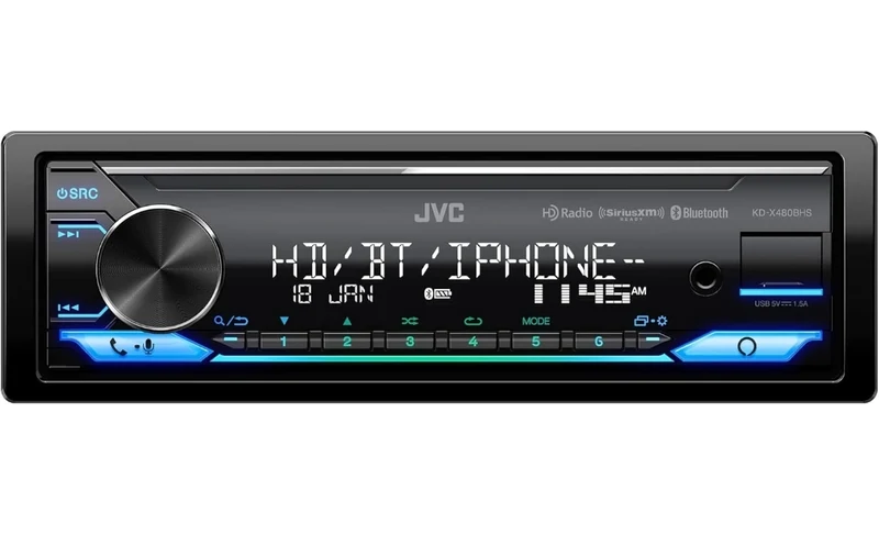 JVC KD-X480BHS Multimedia Car Stereo, Single Din, Built in Amazon Alexa, Blutooth Audio and Hands Free Calling, MP3, USB, AUX-in, AM/FM Radio Receiver, SiriusXM Ready, HD Radio