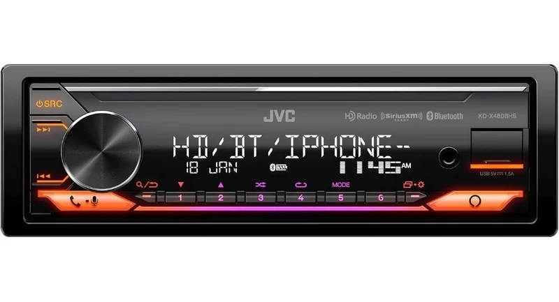 JVC KD-X480BHS Multimedia Car Stereo, Single Din, Built in Amazon Alexa, Blutooth Audio and Hands Free Calling, MP3, USB, AUX-in, AM/FM Radio Receiver, SiriusXM Ready, HD Radio