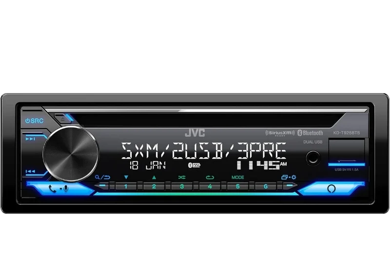 JVC KD-T925BTS Bluetooth Car Stereo Receiver with USB Port – LCD Display - AM/FM Radio - MP3 Player - Double DIN – 13-Band EQ (Black)