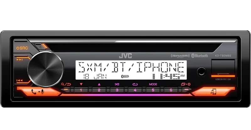 JVC KD-T92MBS Marine Rated Car Stereo with Bluetooth, Front USB, AUX, Amazon Alexa, SirusXM Radio Ready, Hi-Power Amplifier, High Contrast Screen
