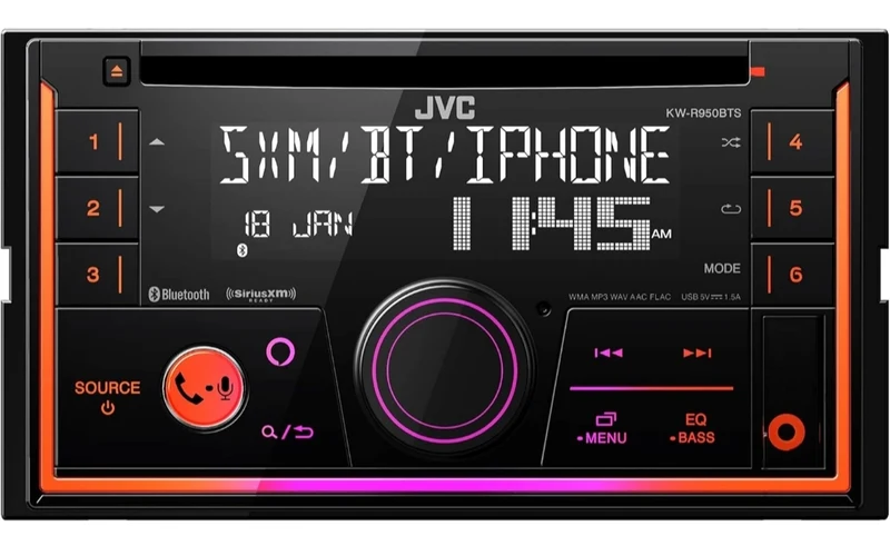 JVC KW-R950BTS Bluetooth Car Stereo Receiver with USB Port – LCD Display - AM/FM Radio - MP3 Player - Double DIN – 13-Band EQ (Black)