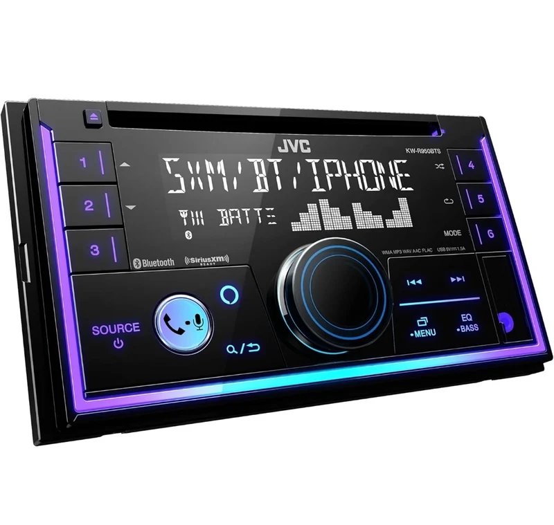 JVC KW-R950BTS Bluetooth Car Stereo Receiver with USB Port – LCD Display - AM/FM Radio - MP3 Player - Double DIN – 13-Band EQ (Black)
