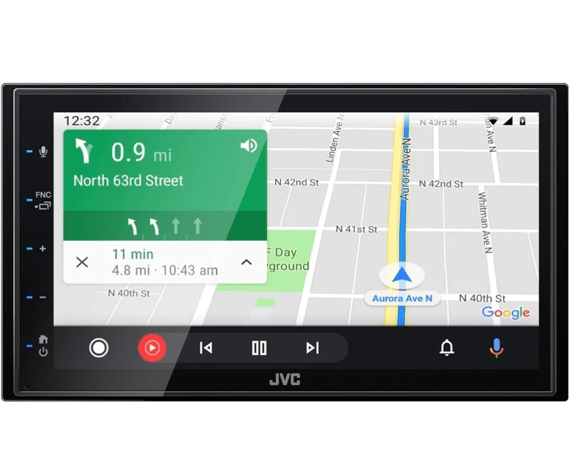 JVC KW-M56BT Apple CarPlay Android Auto Multimedia Player w/ 6.8" Capacitive Touchscreen, Bluetooth Audio and Hands Free Calling, MP3 Player, Double DIN, 13-Band EQ, SiriusXM, AM/FM Car Radio